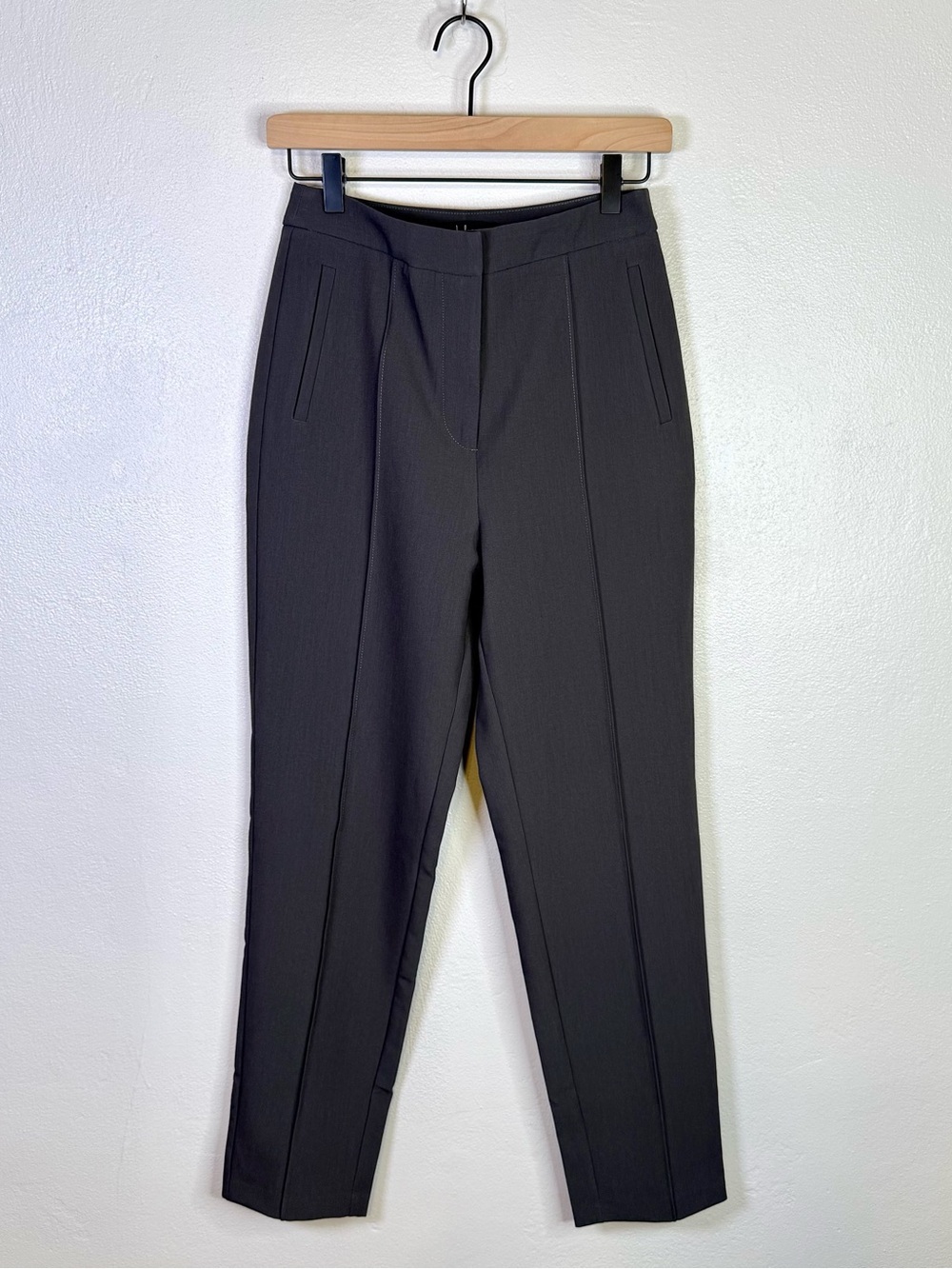 Lulus Tailored High-Rise Slim Leg Pleated Trouser Ankle Pants Gray Size Small